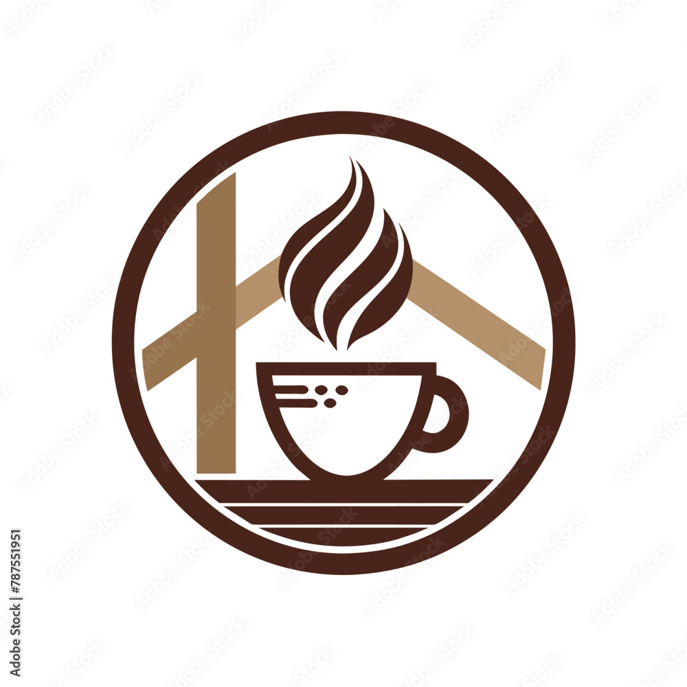 A cup of coffee with a cross in the background, utilizing negative space for a unique t logo design, Use negative space to create a unique logo for a trendy cafe A cup of coffee with a cross in the background, utilizing negative space for a unique t logo design, Use negative space to create a unique logo for a trendy cafe