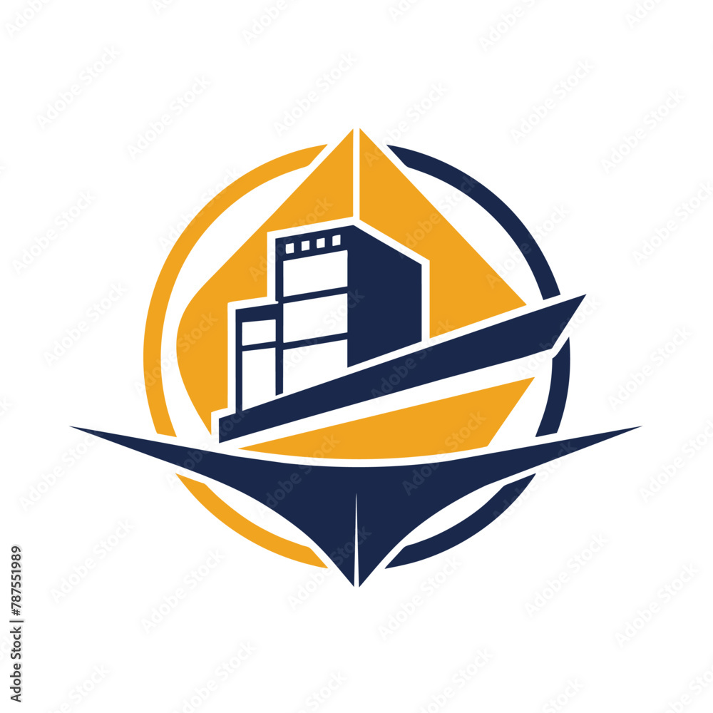 Modern Logo Design for Construction Company, Using clean lines and shapes to create a simple logo representing shipping