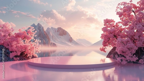 Pink sky 3D platform for luxury display