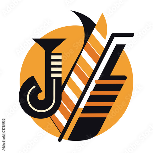 A minimalist logo representing a musical instrument, Use minimalistic elements to convey the feeling of a jazz improvisation