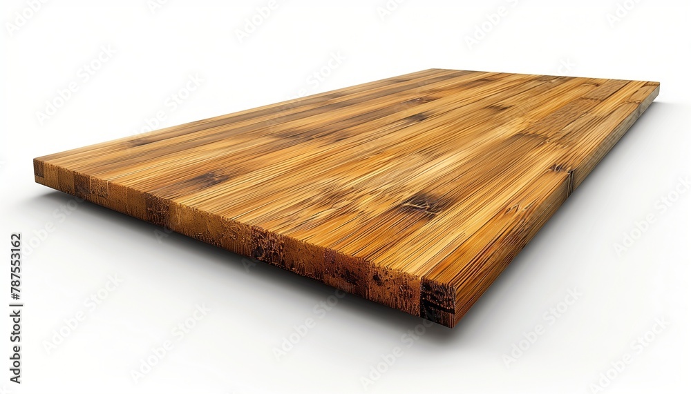 Eco-Friendly Bamboo Wood Board on a Pure White Background, Captured in High Definition. 