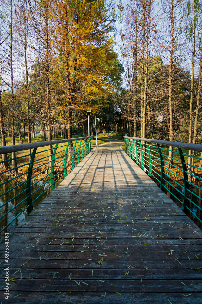 Small stone path in a nice city park