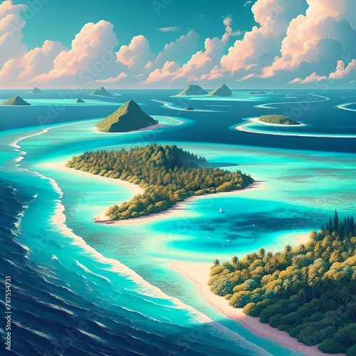 Dreamy Beach Scenes: Explore Top-Rated Tropical Island Photos Minimalist Poster, stunning, summer, blue sea. 