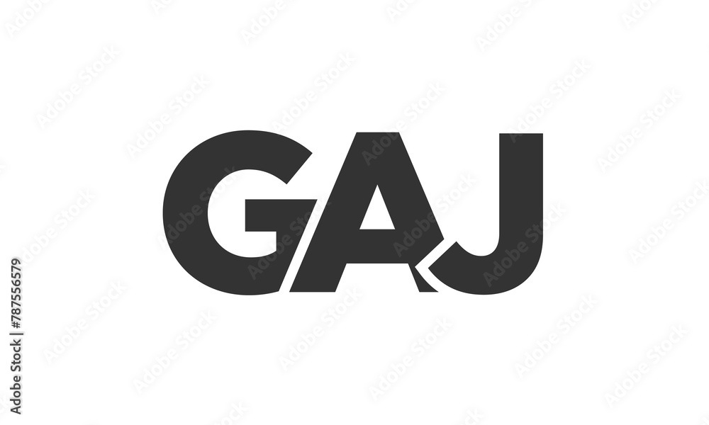 GAJ logo design template with strong and modern bold text. Initial based vector logotype featuring simple and minimal typography. Trendy company identity. - obrazy, fototapety, plakaty 