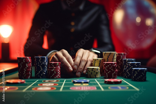 poker dealer, Croupier casino, gambling club, Gambling concept, holding cards, start game, risky gambling