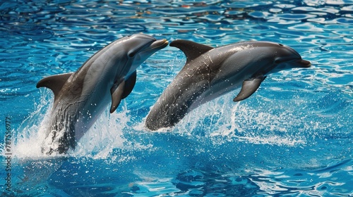Dolphins frolicking in the water