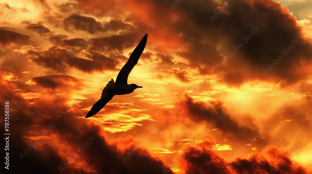 Fototapeta premium A hawk soaring in the sky