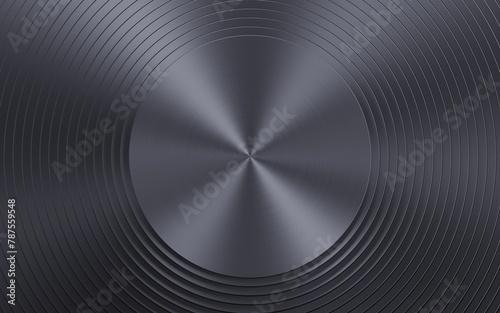 Background with Anisotropic Circular Brushed Metal Circle and Rings,
3D Render