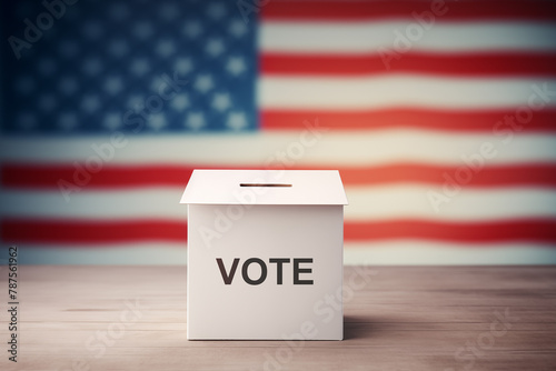 Voting ballot box with american flag photo