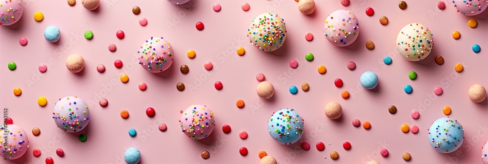 Festive Confetti Sprinkles Pattern on Pink Background Festive Confetti Sprinkles Pattern on Pink Background