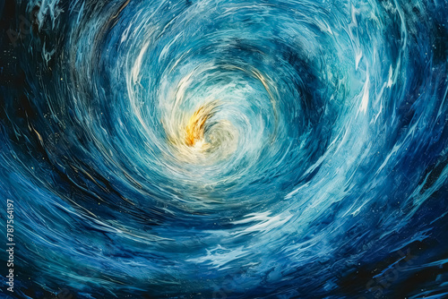 A blue spiral with a white center.