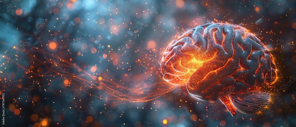 Artistic brain light, 3D idea representation Artistic brain light, 3D idea representation