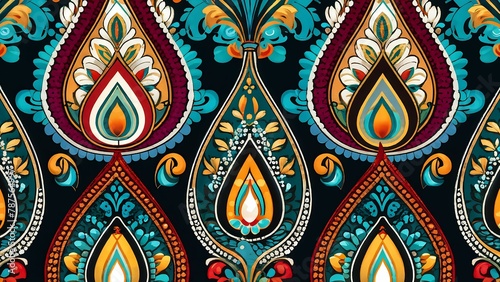 Pattern design, Paisley: Teardrop-shaped motif with intricate details, originating from Persian and Indian cultures. photo