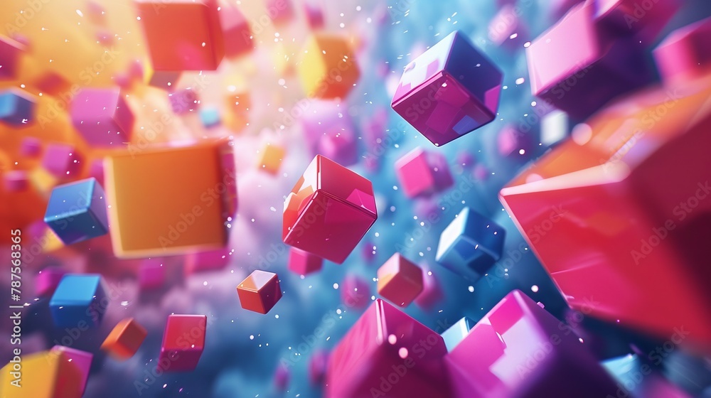 Abstract 3D style of floating cubes Abstract 3D style of floating cubes