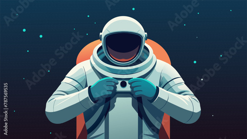 The astronaut struggled against the weightlessness fighting to get their arms through the suits sleeves and secure the clunky gloves over their