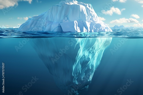 A large ice block is floating in the ocean. Business concept © Space Priest