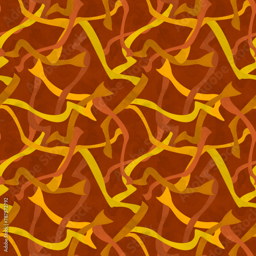 abstract seamless pattern with paint strips in brown and orange colors