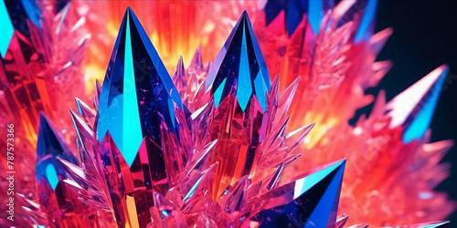Beautiful bright multicolor lucent crystals, close-up abstract background photo