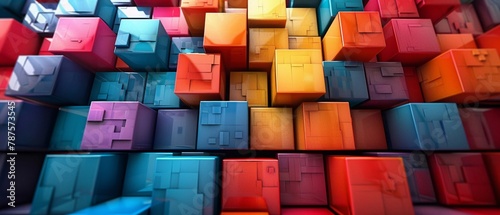 3D rendered colorful blocks background photo