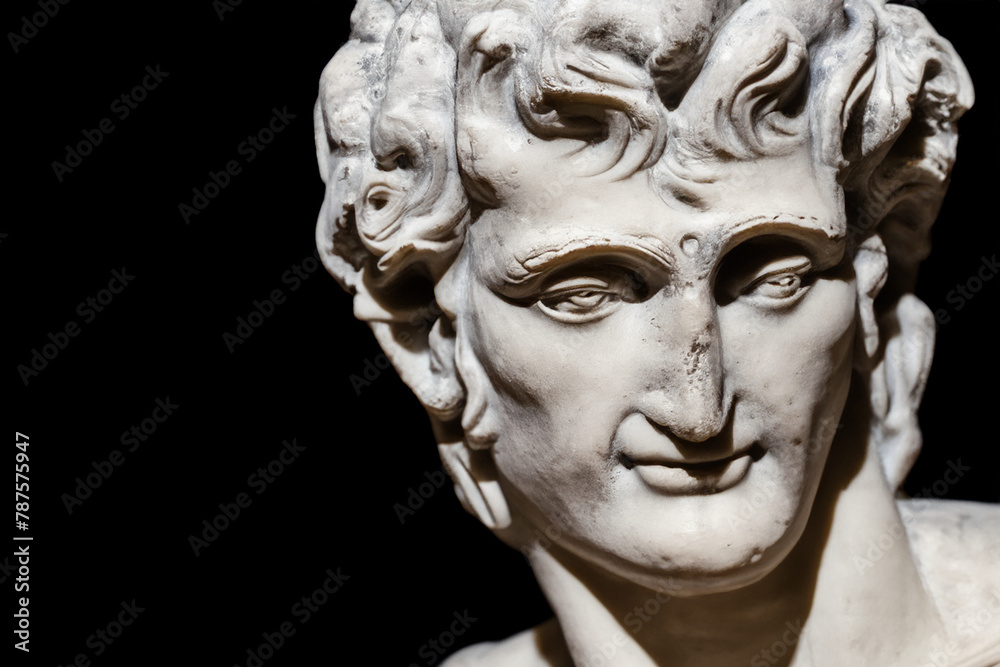 Statue Of Greek God Statue Isolated on Black Background Statue Of Greek God Statue Isolated on Black Background