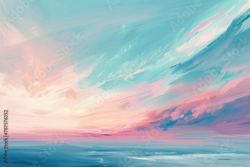 Abstract image of a sunset sky with swirling shades of blue, pink and orange.