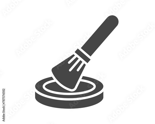 Makeup and Cosmetics related line. Beauty linear Vector graphic icons beauty and cosmetics in the form face powder with brush. Outline signs and symbols.