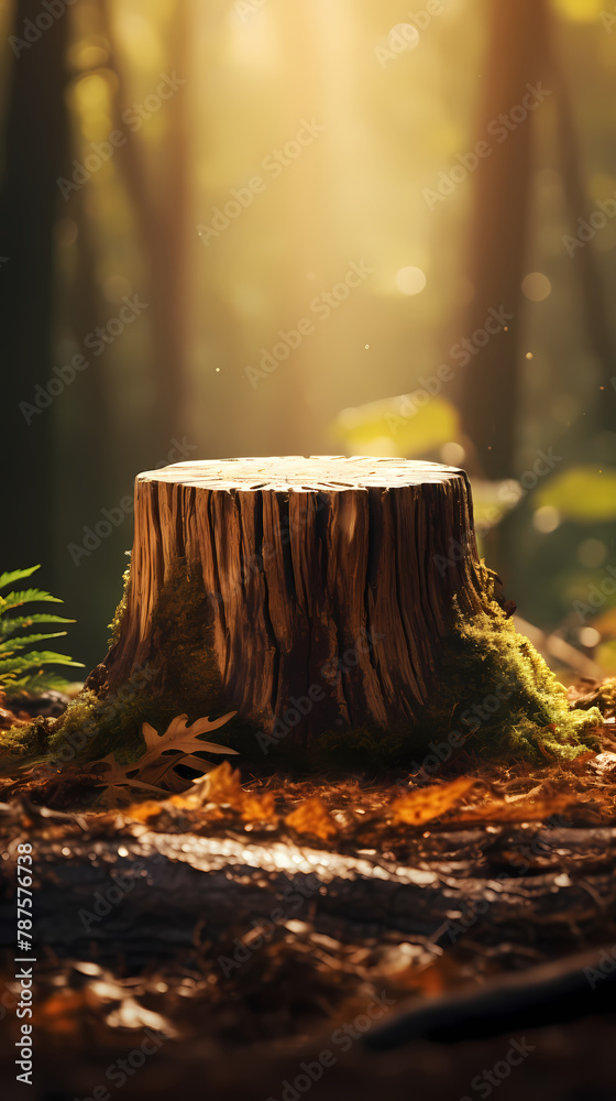 Autumn forest tree stump Autumn forest tree stump