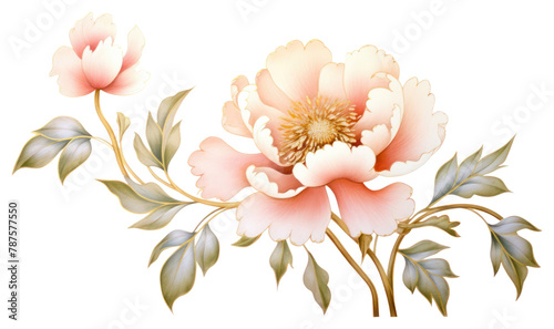 PNG  Chinese peony blossom pattern flower. photo