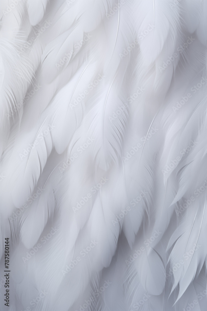 Close-up view of white feathers with soft texture and natural patterns