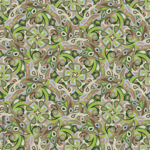 seamless abstract mandala style pattern in various colors