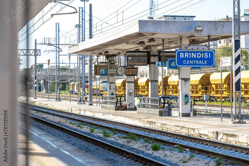 Public access platforms at brindisi train station. Main or central train station of brindisi in spring afternoon. photo