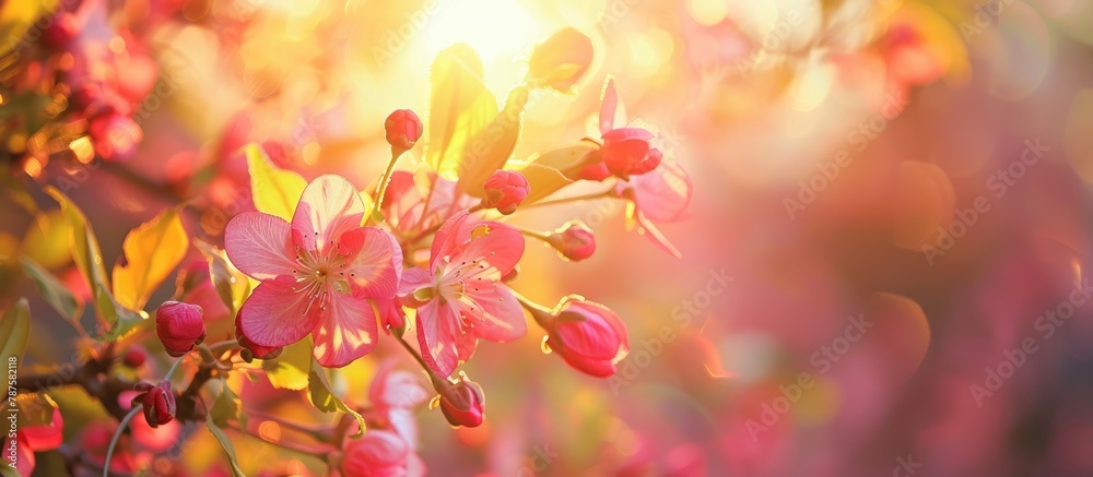 Background of blooming flowers in spring