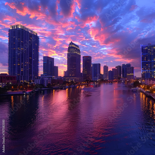 Tampa Florida USA Downtown Skyline, city skyline at night