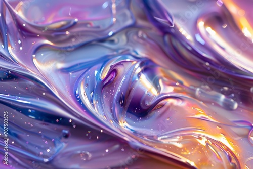 Abstract swirls of purple and blue with a shimmering pearlescent finish.