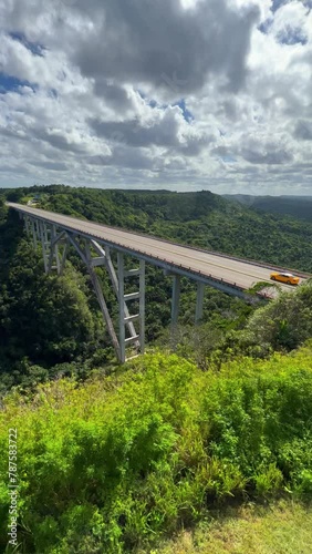 The Bacunayagua Bridge is a landmark of the Island of Freedom, connecting two parts of the Via Blanca highway. View from the Bacunayagua observation deck on the main Havana-Varadero road. Cuba photo