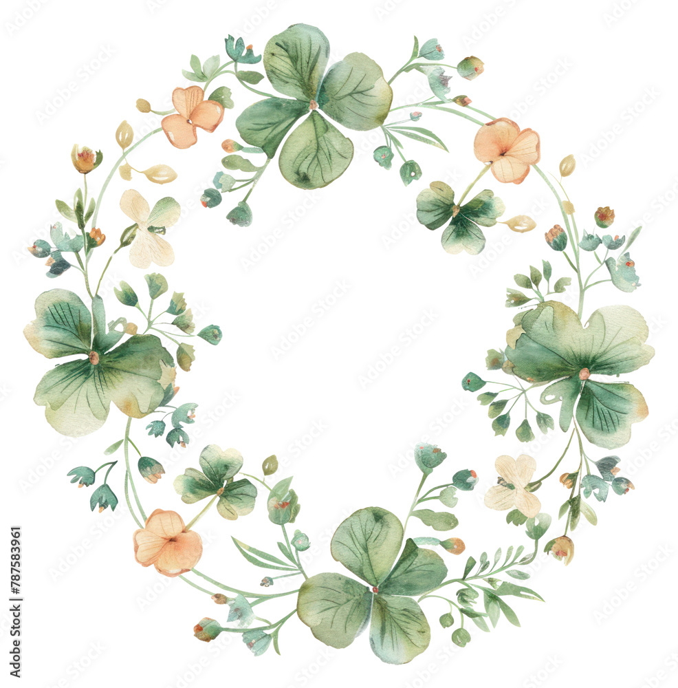 PNG Lucky clover circle border pattern wreath plant PNG Lucky clover circle border pattern wreath plant