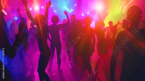 happy people dancing in a disco with their backs to their backs with open arms in high resolution and high quality HD