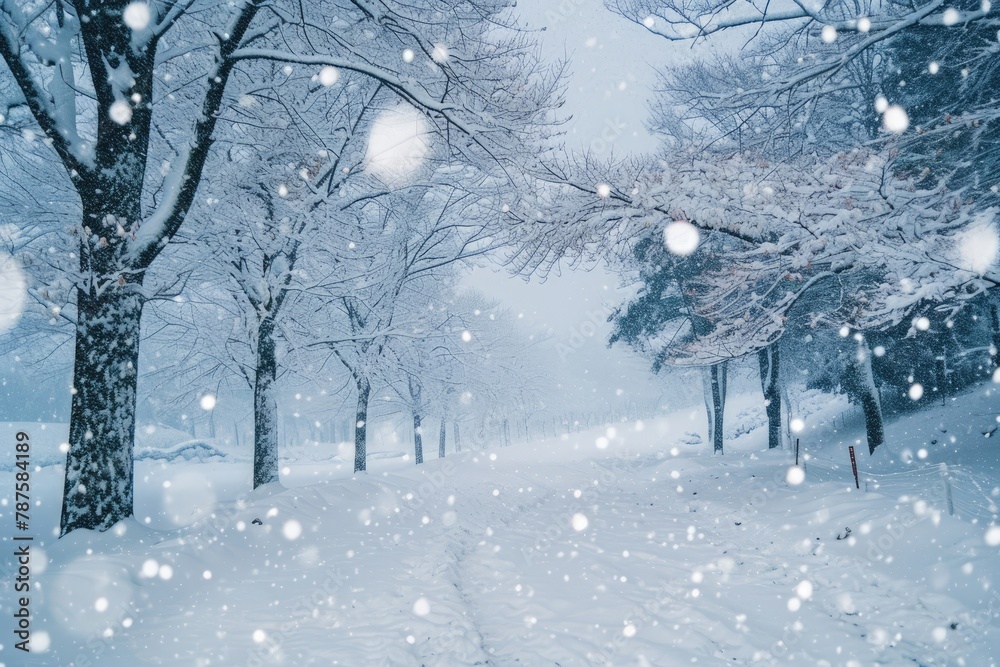 Snowfall wonder: Images capture delicate snowflakes gently blanketing the serene scenery, creating a tranquil winter wonderland.