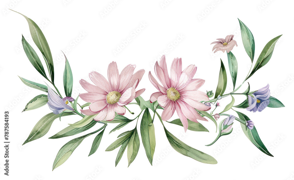 PNG Ribbon with daisy border pattern flower wreath