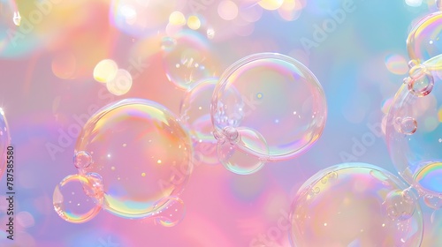 Colorful soap bubbles floating on a vibrant background