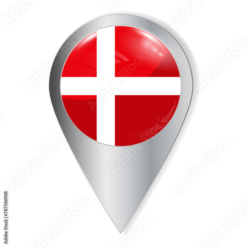 Free Download Vector illustration. Glossy button with highlights and shadows. Geographic location icon. Flag of the Denmark. User interface element. Set of souvenir countries. - GFXLoad