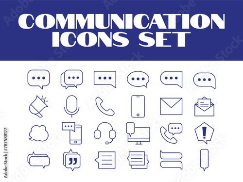 Line Communication Message Icons Set Vector Msg texting Vector Icons Set
