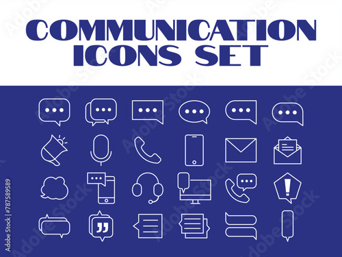Line Communication Message Icons Set Vector Msg texting Vector Icons Set