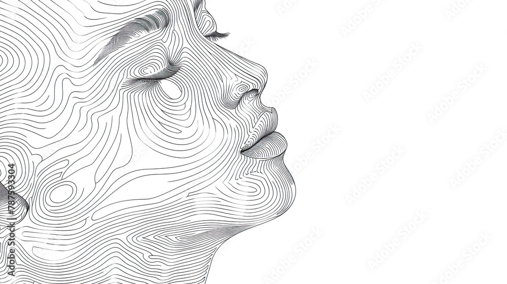Face Rough Design black and white sketch Woman face or head vector textured rough lines ...