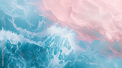 Abstract ocean wave patterns with a pastel sunset, suitable for calming backgrounds or creative visuals photo