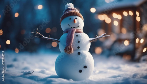 Smiling snowman on snowm ai