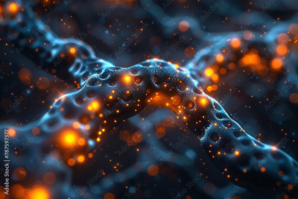 Abstract 3d render of molecule structure. Molecule structure. 3d illustration. Science, technology and medical background. Nano medicine concept.
