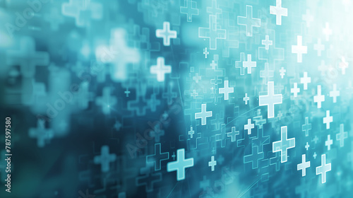 Abstract Digital Background with Blue Gradient and Plus Symbols