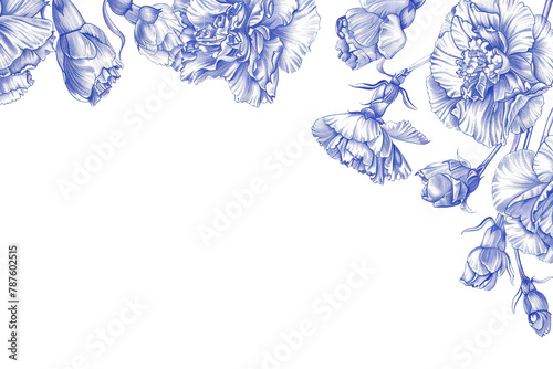 PNG Vintage drawing carnation flowers pattern sketch plant. © Rawpixel.com
