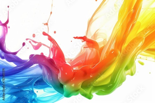 abstract liquid ink splash in vibrant rainbow colors fluid wave motion digital artwork